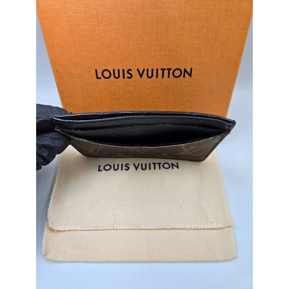 Louis Vuitton Monogram Taiga Card Holder Wallet Black Brown M61733 TJ2168